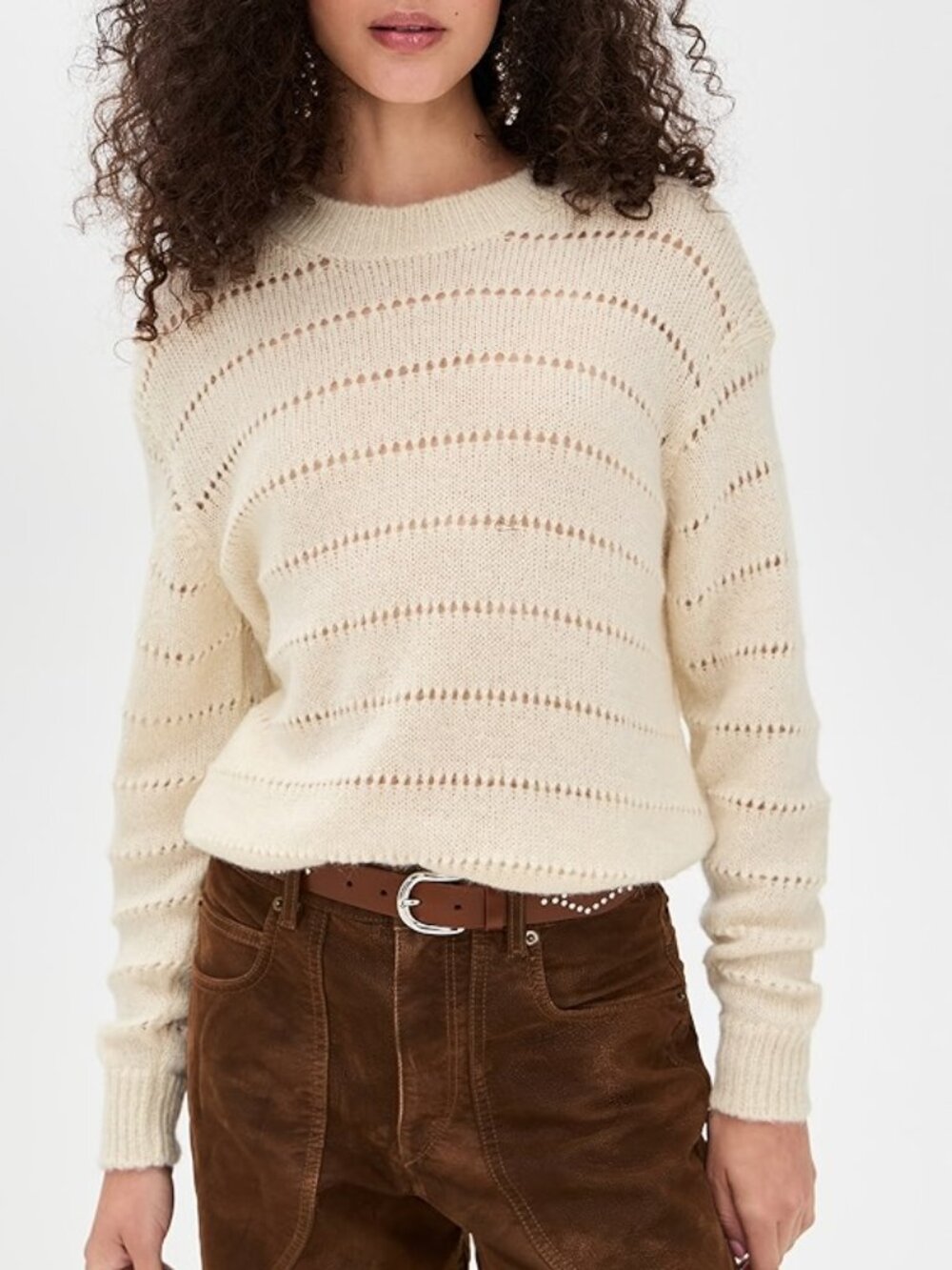 Isabel Marant Etoile Yona Sweater in Ecru Cream Ivory Open Knit Alpaca Mohair 12